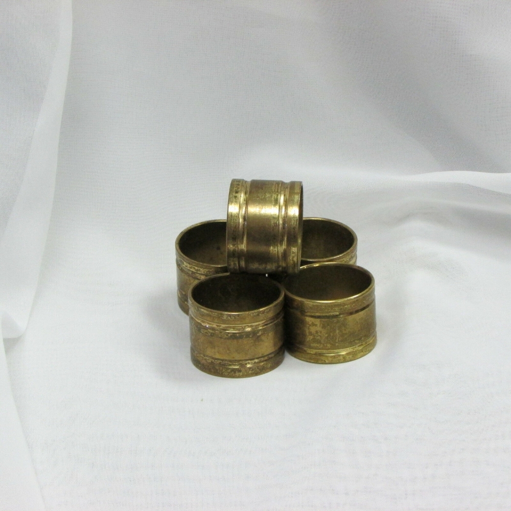 Brass Napkin Rings Set of 5 Vintage Tableware Accessories Home Decor Rustic Boho